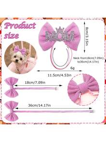 1 pieza Decoración de serie roja para mamá con moño 3D, adecuado para la decoración del Día de la Madre para perros y gatos pequeños y medianos, perfecto para sesiones de fotos - Multicolor - Ver 3