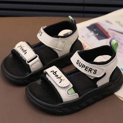 New Boys' Sports Sandals - Summer Eye-Catching Letter Print Design, Casual Flat Style, Suitable For Beach Or Daily Wear; Also Can Be Used As Girls' Water Shoes, Fashionable And Lightweight, Suitable For Autumn, Also Can Be Student Shoes