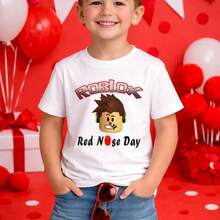 Red Nose Day T-Shirt, Funny  Gamer Shirt, Charity Event Tee, Game Lovers Kids Red Nose - 白色 - 查看 1