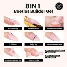 Beetles Builder Gel For Nails-Cover Nude Translucent 8 In 1 Nail Thickening Strengthening Building Apex - 3Pcs Clear & Base Top Coat - 查看 4