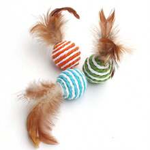 3pcs Random Color Sisal Cat Toys, Cat Self-Amusement Ball, Chew Stick, Interactive Toys For Cats - Random Color - View 4