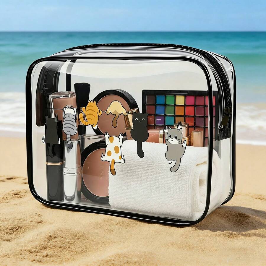 Conjunto de 3 Necessaires Transparentes Novas - Essenciais para Viagem, Estojo Portátil de PVC Transparente com Fecho em Zíper, Bolsa Impermeável para Armazenar Medicamentos e Suprimentos Médicos, Item Indispensável para Viagem - Multicolorido - Ver 1