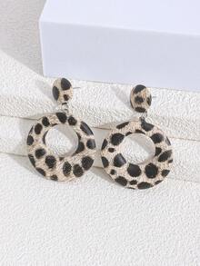 1 Pair Leopard Print Dangle Earrings - Multicolor - View 1