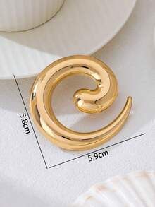 Geometric Spiral Brooch, Luxury Gold Smooth High-End Niche Design Jewelry, Versatile Daily Wear Gift For Women - Gold - View 4