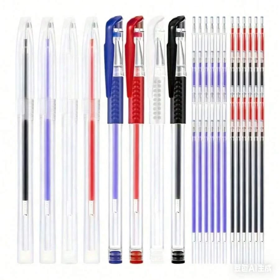 EDCUEBE7 32pcs Thermal Disappearing Ink Fabric Marking Pens Set, Suitable For Sewing, Quilting And Embroidery, Replacement For Tailor's Chalk, Comes With Refill Cartridges - Two Types Of Pen Casings (four Colors) - View 1