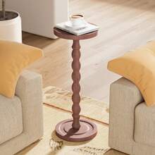 LOVEWE Round Solid Wood Coffee Table With Wood Legs, Modern Decorative Side Table For Small Spaces, Perfect For Plants & Home Decor - Straight Rod - Dark Walnut - View 8