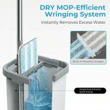 2026 Hot Spring Summer Popular Mop And Bucket Set With Wringer, Wet And Dry Floor Mop Kit For Hardwood, Vinyl, Tile, Baseboards And Walls Cleaning, Includes 4 Washable Reusable Microfiber Pads, Multi-Functional Household Cleaning Tool For Home, Kitchen, Office, Perfect For Daily Use, Birthday Party, Holiday Cleaning & Ideal Festival Birthday Gift For Family, Friends, Homeowners - 1 - 查看 6