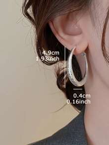 1对时尚简约精致高端几何设计独特优雅百搭女士耳环，适合休闲、聚会、派对等场合佩戴 - 銀色 - 查看 4