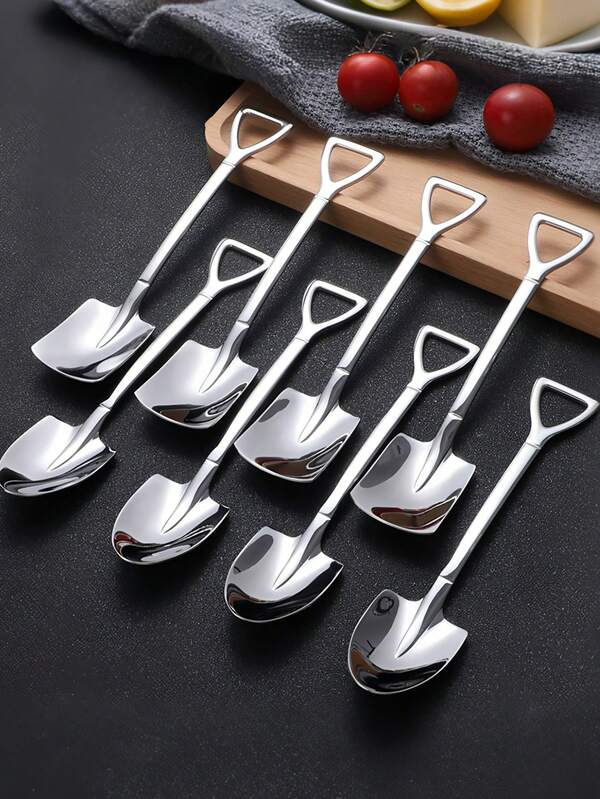 Bộ 10 thìa tráng miệng, thìa thép không gỉ, thìa kem, thìa trái cây, thìa sáng tạo, thìa dưa hấu, thích hợp cho bánh pudding, sữa chua, món tráng miệng, bánh ngọt, có thể tái sử dụng, thích hợp cho gia đình, nhà bếp, nhà hàng, quán cà phê, tiệc tùng, ngày lễ, sinh nhật, bộ đồ ăn, quà tặng Phục Sinh, dụng cụ nhà bếp (Màu bạc)