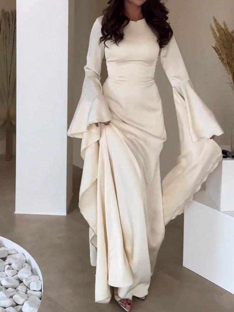 Personalized Design Sense Slim And Thin Waist Temperament Dress Women - Màu be - Xem 1