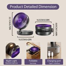 2026 New 1PC 3-In-1 Multifunctional Circulation Fan, Foldable Desk Fan, Wall-Mounted Fan, Portable Mini Fan, 90° Adjustable, With Warm Night Light, Hooks For Office, Home, Outdoor Use - Desk Fan - View 12