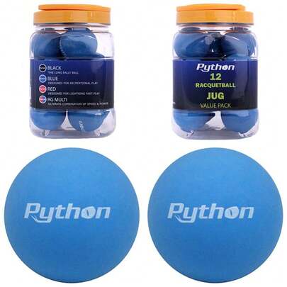 Best Sell-Python Blue Racquetballs Value Pack - 12 Ball Jug/Standard Color W/Tournament Quality!