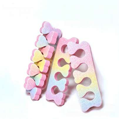 5/10/50片装美甲闪粉四孔心形手指分隔器，闪粉迷你磨砂条，粉色手指分隔片