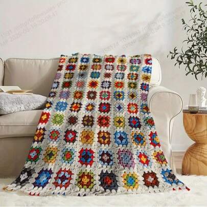 1 pieza Manta suave y cómoda de franela moderna - Manta de siesta de poliéster con estampado floral tejido - Técnica de impresión digital, adecuada para sofá, cama, viaje, decoración de oficina en el hogar