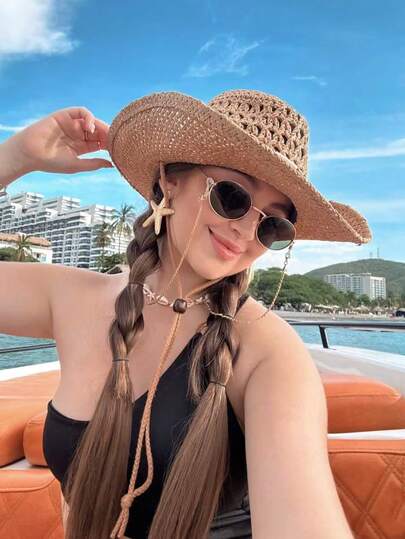 1 Sombrero de paja de ala ancha vintage con borde enrollado para primavera y verano, sombrero para hombres y mujeres para exteriores, viajes, vacaciones y playa, sombrero de vaquero occidental hecho a mano, tejido, transpirable y con protección solar, sombrero de paja Panamá