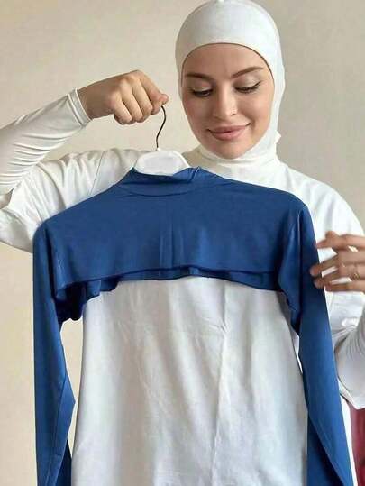 1pc Conservative Solid Color Arm Sleeve, Conservative High Collar Vest Sleeve, Casual Outdoor Sleeve Covers, Suitable All Seasons And Daily Wear