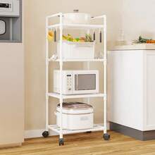 1pc Multi-Tier Kitchen Storage Rack, Floor-Standing Microwave Oven Shelf, Rice Cooker Rack, Fruit & Vegetable Organizer - Multicolor - View 12