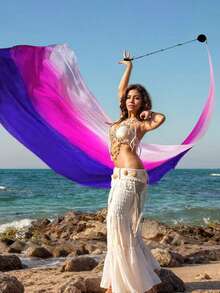 肚皮舞丝带流苏球舞蹈表演道具，适用于肚皮舞、表演、节日和嘉年华（多种颜色可选） - 彩色 - 查看 6