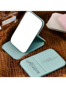 Customized Square Makeup Mirror - Personalized Bridesmaid Gift With Logo, Portable Folding Travel Mirror, Small Compact Pocket Mirror For Women, Wedding Party Favor, Engraved Cosmetic Mirror - Multicolor - View 6