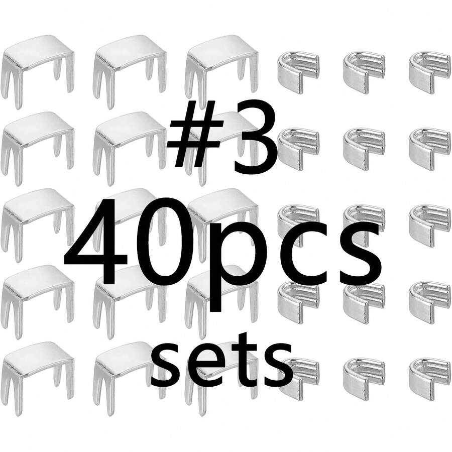 [40 Zipper Stops Replacement Kit] A Set Of 40 Bottom Stops For Zipper Sliders, Used For Replacing Closed Zippers On Bags, Jackets, And Coats. - 40pcs Top Retainer - View 1