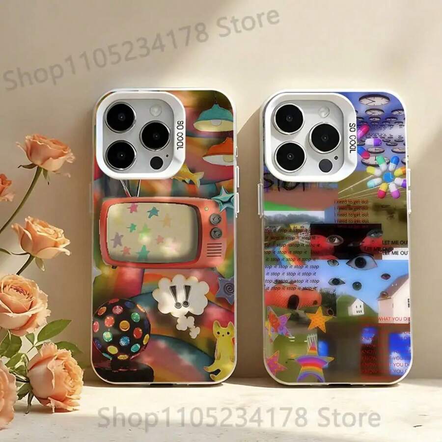 Funda para Teléfono Dreamcore Aesthetic ART para iPhone 17, 16, 13, 12, 11, 15, 14, Pro, Max, Plus, Blanca IMD Mate - Beis - Ver 1