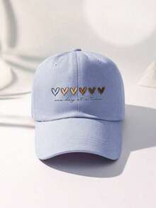 1pc Outdoor Printed Heart Gradient English Letter Adjustable Baseball Cap, Sunblock Casual Hat Suitable For Spring And Autumn Travel, Beach Holiday, For Women, Y2K Style, Valentine's Day Valentines - A - 查看 14