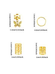35件套合金蝴蝶发圈发夹，朋克波西米亚Y2K嘻哈风格发饰，辫子发饰，适合女性和女孩，夏季、假日、旅行 - 金色 - 查看 5