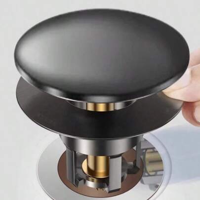 1个不锈钢弹簧式水槽排水塞，带毛发收集器，防异味浴缸排水盖，浴室水槽排水过滤器，按压式水槽塞，浴室配件，防堵塞弹簧式排水塞，防异味按压式，浴室管道配件，酒店/宿舍/家庭浴室用品