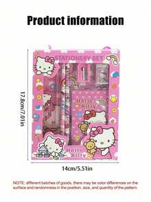 SANRIO 6pcs/Set Hello Kitty Cartoon Ruler, Pencil Sharpener, Eraser, Notebook Stationery Set, Creative Drawing & Office Supplies, Kitty Cat Stationery Gift Set (Some Accessories May Be Random) (Packaging Design Is Random) - Multicolor - View 3