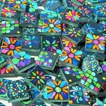 100g/200g Colorful Nightshade Flower Glass Mosaic Tiles, 2.3*2.3CM Modern Style Spray Painted Mosaic Material, Suitable For DIY Crafts, Stair/Wall Inlay Landscaping, Garden Outdoor Decor - AYZ - View 6