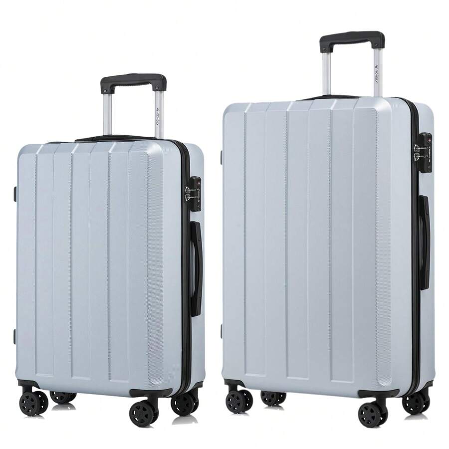 YONSLY 2‑Piece Suitcase Set 24/28 Inches With TSA Customs Lock YKK Zipper 4 Silent Wheels Travel Suitcase Large Suitcase Set For Family Outings - 銀色 - 查看 1