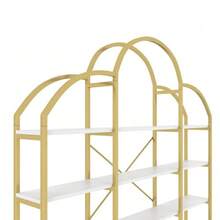 170 X 26 X 190 Cm Shelf In A Simple Style, Steel Tube And MDF Material, Five Storage Shelves, Unique Cloud Shape, Easy To Assemble And Clean, Gold + White - one-size - View 6