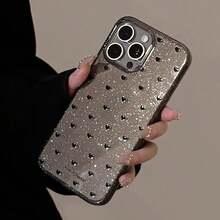 1个极简主义闪光波点半透明黑色手机壳，兼容 16 Pro Max、15、14、13、12、11 Plus，软边高端透明手机保护套 - 彩色 - 查看 1