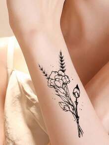 3 feuilles de tatouages temporaires pour le corps pour dames avec un design floral et pivoine élégant. Tatouage factice imperméable, dure 2 à 5 jours. Peut être utilisé sur les mains, les bras, le cou, les épaules, la poitrine, les jambes et les chevilles. Parfait pour les occasions telles que les festivals, les fêtes, les mariages et les festivals de musique. Facile à utiliser et à enlever. - Noir - Voir 3