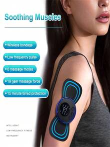 AXH Nuevo parche de masaje, pantalla LCD, masajeador de cuello EMS, parche de masaje de cuello y espalda, estimulador muscular de pulso de 8 modos, capacidad de batería: 150mAh - Negro - Ver 4