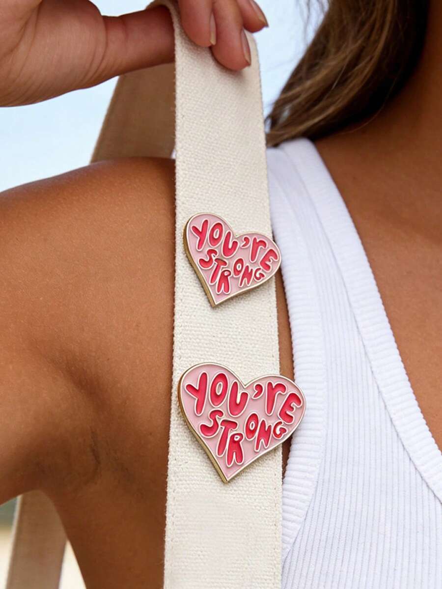 QIHOO 1 pieza Alfileres de solapa de aleación con flores, letras geométricas creativas, medalla de amor roja, gato, frases cortas en inglés, divertidas, para mujer, pasadores de , bolsos, bolsos de mujer - Rosa - Ver 1