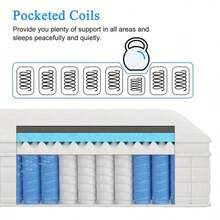 10"12"14" Queen Mattres Twin Full Queen King Size Bed Mattress In A Box, Hybrid Pocket Spring Breathable Cotton Layer Mattress For Motion Isolation & Silent Sleep, Lumbar Support & Pressure Relief, Medium Firm - 黑色 - 查看 4