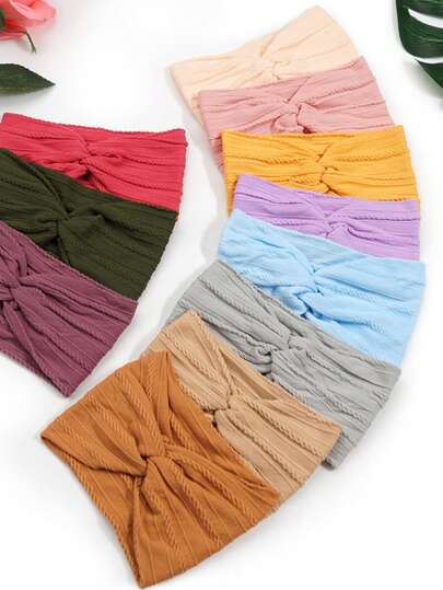 5PCS Baby Nylon Headbands 3.5 Inches Handmade Jacquard Weave Elastic Headbands For Baby Girls Newborn Infant Toddlers Kids