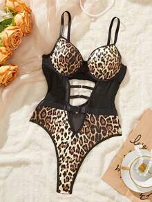 Women'S Sexy Bodycon Bodysuit - Elegant Leopard Print Full Coverage Outfit, Flattering Fit For Parties, Clubs, And Everyday Wear Fall - Yellow - View 1