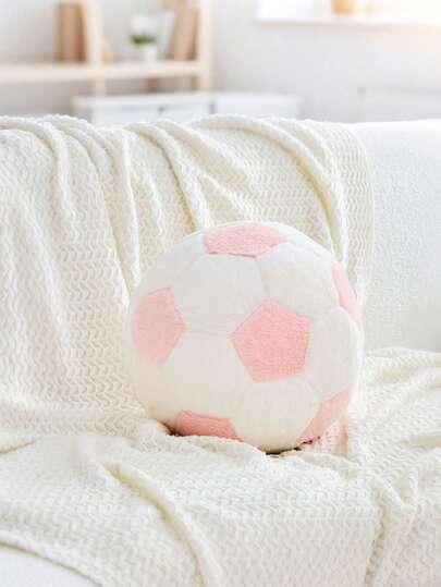 Plush Round Soccer Ball Decorative Throw Pillow, Realistic Rabbit Fur Round Soccer Ball Decorative Pillow. Suitable For Sofa Or Living Room Decor, Or For Family Leisure And Entertainment.
