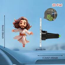2D Flat, 1pc Jesus, Refillable Car Air Freshener Perfume Diffuser Clip, Car Vent, Car Interior Accessories, Car Fragrance Diffuser, "Fragrance Free" Car Aromatherapy Diffuser With 2 Odorless Sponge Tablets, Holiday Gift For Family And Friends - Jesus Refillable Car Air Freshener Fragrance Diffuser Clip - View 2