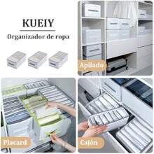 Wardrobe clothes organizercajas de almacenamiento 3 cajones con compartimentos Bolsas Organizadoras Plegables para jeans ropa camisas almacenamiento de guardarropa Rejilla de 7 grandes - Rejilla de 7 grandes - Ver 7