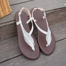 新款夏季沙滩树叶水钻人字拖女式平底凉鞋，时尚、优雅、舒适、百搭，适合步行和居家穿着。 - 白色 - 查看 11