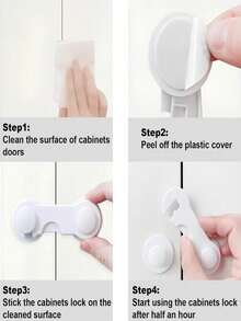 2pcs Multi-Function Anti-Pinch Hand Safety Lock, Refrigerator Drawer Anti-Opening Protector Lock, Lock Protector, Cabinet Wardrobe Safety Lock, Door Lock, Used For Unlocking Refrigerator Drawers Anti-Pinch, Easy Installation, No Need To Drill Cabinets And Doors, Anti-Pinch Handle, Durable Plastic, Suitable For Refrigerator, Drawers, Kitchen And Bathroom, Bathroom Safety Lock - Multicolor - View 7