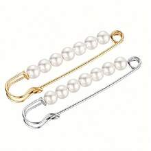 4pcs Faux Pearl Scarf Clips, Shawl Pins, Sweater Brooch For Women - Default (4pcs) - View 4