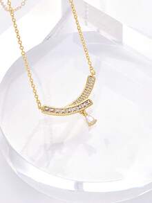 1pc Fashionable Bridal Necklace, Suitable For Wedding Ceremony And Banquet - Gold - View 3