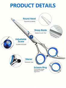 Tijeras de corte de pelo profesionales adecuadas para cortes de pelo y recortes, aptas para salones y uso doméstico, también adecuadas para mascotas. Una opción ideal para cortes de pelo y recortes. - Multicolor - Ver 3