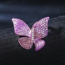1枚优雅精致的紫色蝴蝶胸针，适合女性日常、派对、西装、连衣裙、母亲节、情人节、节日礼物等场合佩戴。 - 紫色 - 查看 8
