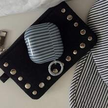 条纹韩式极简粉色、黄色、蓝色撞色挂环耳机保护套，兼容 Pro 3、新款Pro 2、可爱苹果4极简3，个性化半耳机保护套，女士款 - 彩色 - 查看 9