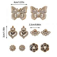 10pcs DIY Shoe Decoration Charms - Shiny Pearl Butterfly, Flower, Heart Decorative Buttons, Non-Metal Lightweight Material, Y2K Fashion Versatile Cute Unisex, Suitable For EVA Beach Shoes, Slippers, Detachable Shoe Decor, Holiday Gift - Multicolor - View 3